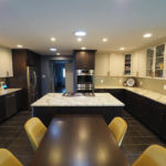 kitchen island and dining table